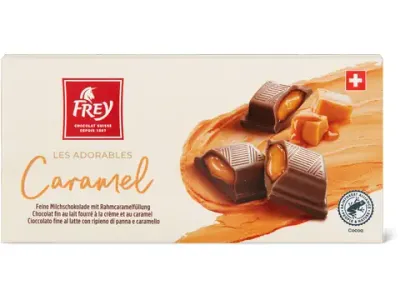 Frey Les Adorables · Caramel · Chocolat au lait fourré à la crème et au caramel 100g