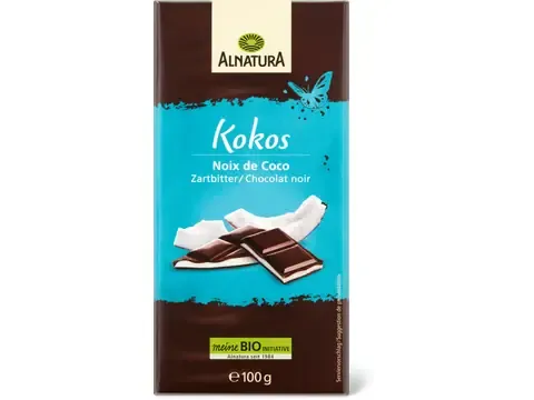 Alnatura · Noix de coco · Bio, et chocolat noir 100g