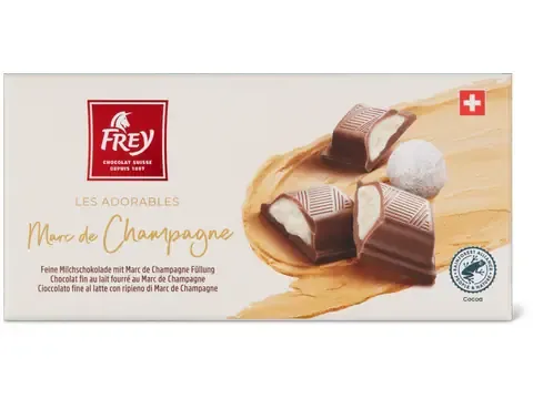 Frey Les Adorables · Marc de Champagne · Chocolat au lait fourré au Marc de Champagne 100g