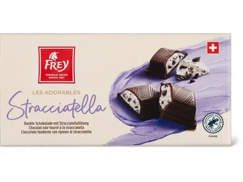 Frey Les Adorables · Stracciatella · Chocolat noir fourré à la stracciatella 100g