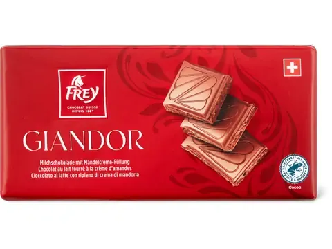 Frey · Giandor · Chocolat au lait fourré à la crème d'amandes 100g