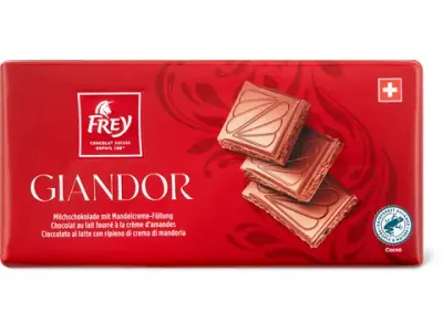 Frey · Giandor · Chocolat au lait fourré à la crème d'amandes 100g