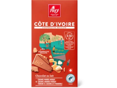 Frey · Chocolat au Lait · Caramel-Amandes-Nougat 100g