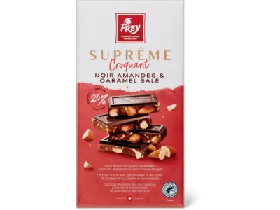 Frey Suprême  · Noir Amandes &amp; Caramel Salé 180g
