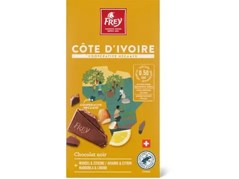 Frey · Chocolat Noir · Amande &amp; Citron 100g