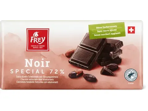 Frey · Noir spécial 72% · Sans sucre ajouté 100g