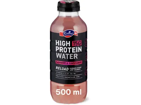 Emmi · High Protein Water Reload · Framboise et fleur de sureau 500ml