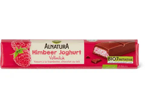 Alnatura · Barres · Bio, Yaourt à la framboise, chocolat au lait 37.5g