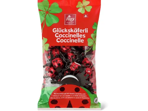Frey · Coccinelles · Chocolat au lait fourré à la crème d'amandes 200g