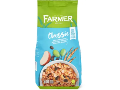 Farmer Classic · Muesli · Classic, sans sucres ajoutés, végétalien, Sans sucre ajouté 500 g