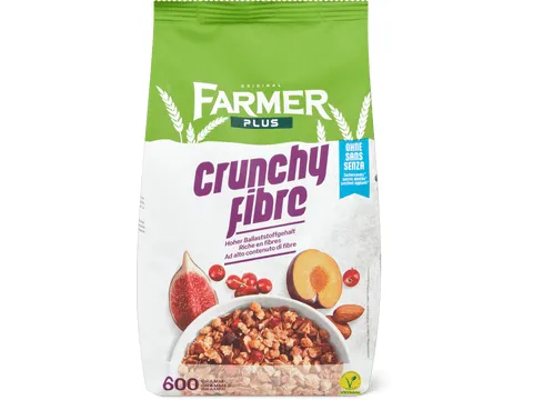 Farmer Plus · Muesli · Crunchy Fibre, sans sucres ajoutés, Sans sucre ajouté, végétalien 600g