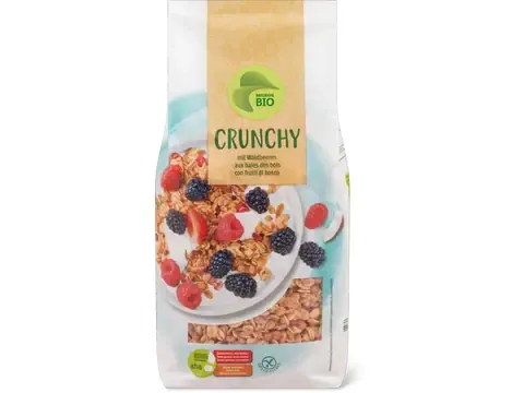 Muesli Crunchy · Bio, aha!, avec baies des bois, sans gluten 500g