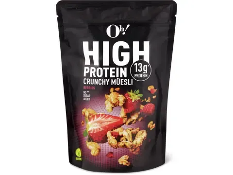 High Protein · Muesli Crunchy · Petits fruits, végétalien, Sans sucre ajouté 500g