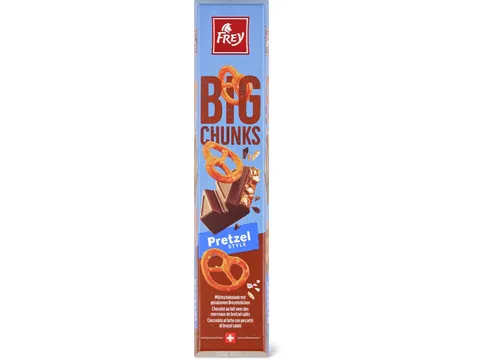 Frey · Big Chunks Pretzel Style · Chocolat au lait avec des morceaux de bretzel salés 120g
