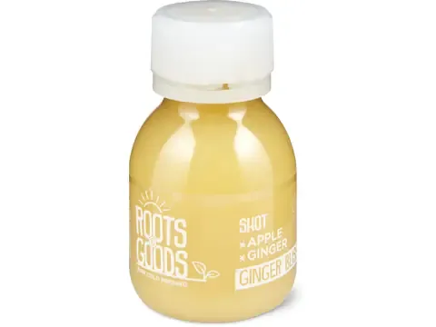 Roots &amp; Goods · Ginger Bliss Shot · pomme, gingembre 60ml