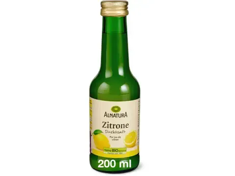 Alnatura · Jus de citron · Bio, Pur jus, végétalien 200ml