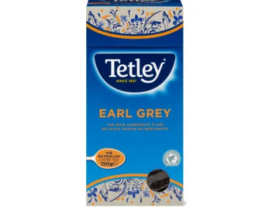 Tetley · Earl Grey · Thé en feuilles 150g
