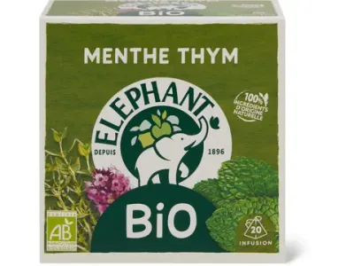 Elephant · Infusion aux plantes · Bio, Menthe thym 26g