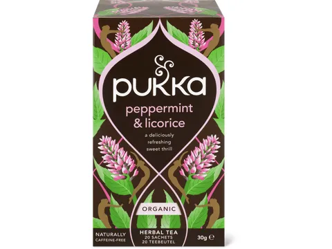 Pukka · Infusion aux plantes · Bio, Menthe poivrée et réglisse 30g