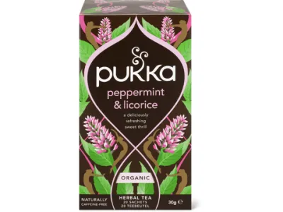 Pukka · Infusion aux plantes · Bio, Menthe poivrée et réglisse 30g