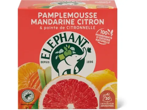 Elephant · Infusion aux fruits · Pamplemousse, mandarine et citron 38g