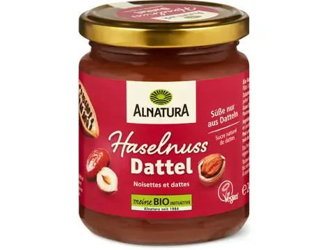 Alnatura · Pâte à tartiner · Bio, Noisette et datte, végétalien 240g