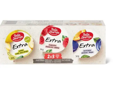 Belle Journée Extra · Confiture · Coings, framboises et quetsches 6 x 30g