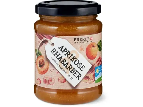 Eberle Spezialitäten · Confiture · De la région, Abricot et rhubarbe 220g
