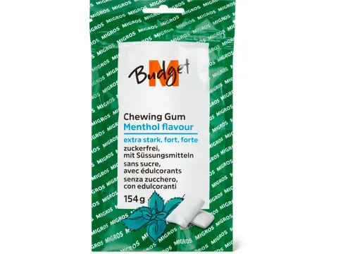 M-Budget · Chewing-gums · Menthol extra fort, végétalien, Sans sucre ajouté 154g