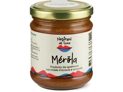 Pâte à tartiner Méröla · Nostrani del Ticino, con miele e pasta di nocciole 220g