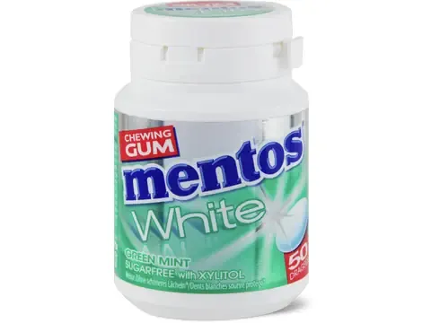 Mentos White · Chewing-gums · Green Mint, Sans sucre ajouté 75g