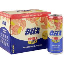 Bilz · Chill &amp; Relax · White Peach &amp; Jasmine, sans alcool 6 x 330 ml