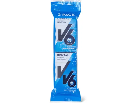 V6 · Chewing-gums · Peppermint , Sans sucre ajouté 2x24g