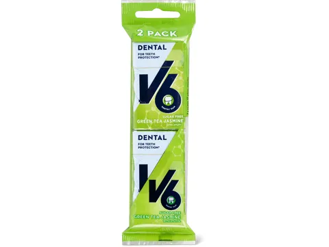 V6 · Dental Gum · Green Tea Jasmine 2x24g