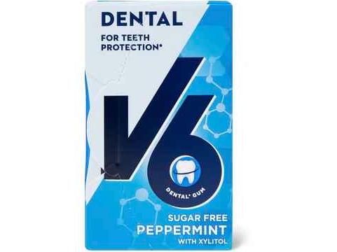 V6 · Chewing-gums · Peppermint, Sans sucre ajouté 24g