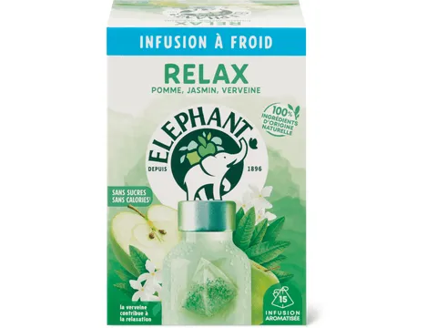 Elephant · Infusion à froid Relax · Pomme, jasmin et verveine 34g