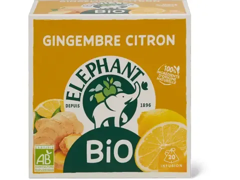Elephant · Infusion aux plantes · Bio, Gingembre et citron 34g
