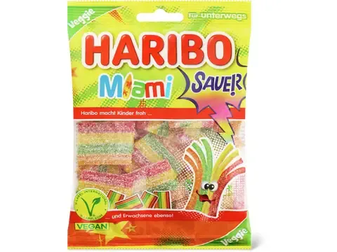Haribo · Miami · acidulés, végétalien 85g