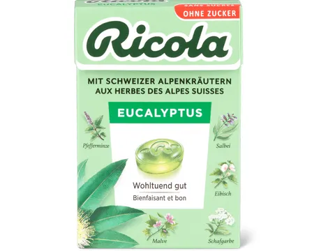 Ricola · Bonbons · Eucalyptus, Sans sucre ajouté 50g