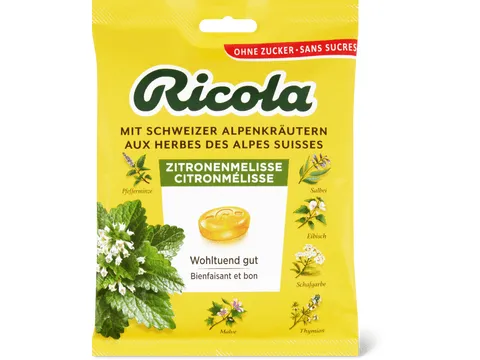 Ricola · Bonbons · Citronmélisse, Sans sucre ajouté 125g