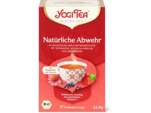 Yogi Tea · Infusion aux plantes Défenses naturelles · Bio, Echinacée, baie d’acérola et baie de sureau 34g