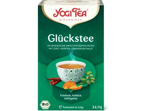 Yogi Tea · Infusion Bonheur · Bio, Cannelle, houblon et zeste d’orange 34g