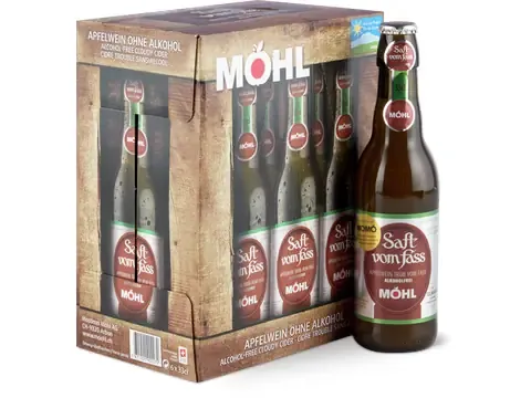 Mosterei Möhl · Jus du tonneau · De la région, non filtré, en fût, sans alcool 6 x 330 ml