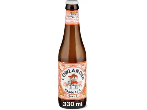 Lowlander · IPA 0.3% · Brewed with Mango, Cardamom &amp; Orange Peel, sans alcool 330ml