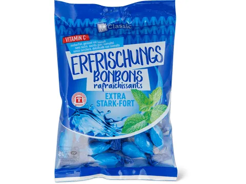M-Classic · Bonbons rafraîchissants · Extra fort, Sans sucre ajouté 125g
