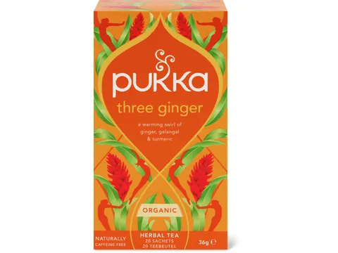 Pukka · Infusion Trois gingembres · Bio, Gingembre, galanga et curcuma 36g