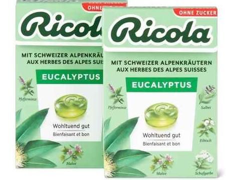 Ricola · Bonbons · Eucalyptus, Sans sucre ajouté 1x50g