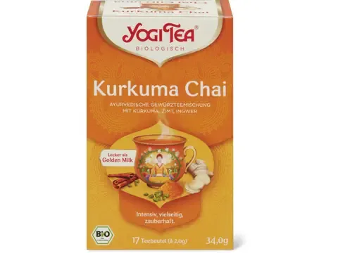Yogi Tea · Infusion aux épices Chaï curcuma · Bio, Curcuma, cannelle et gingembre 34g