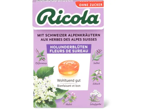 Ricola · Bonbons · Fleurs de sureau, Sans sucre ajouté 50g