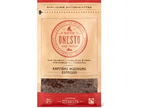 Onesto · Café en grains · Bio, Kapitäns Mischung Espresso 500g